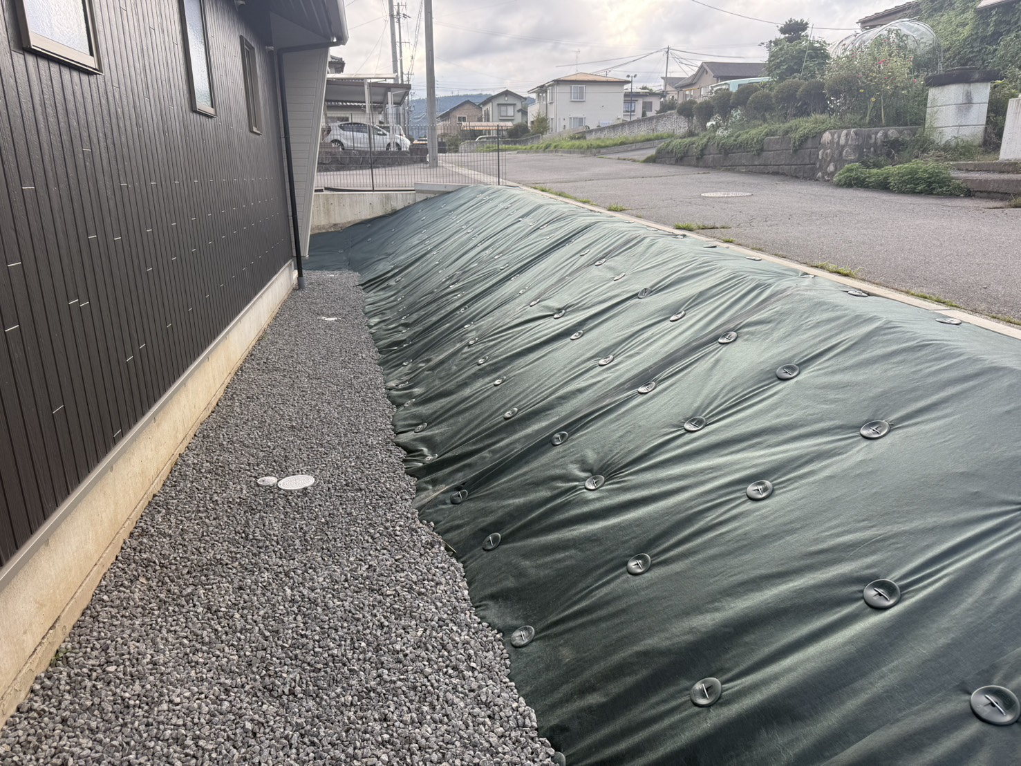法面に施工した防草シート
